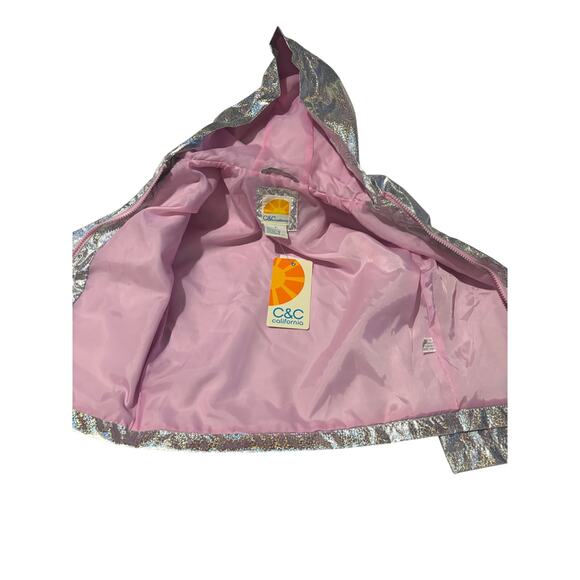 C & C 8 silver lightweight hooded lined jacket windbreaker nwt perfect - Picture 5 of 6